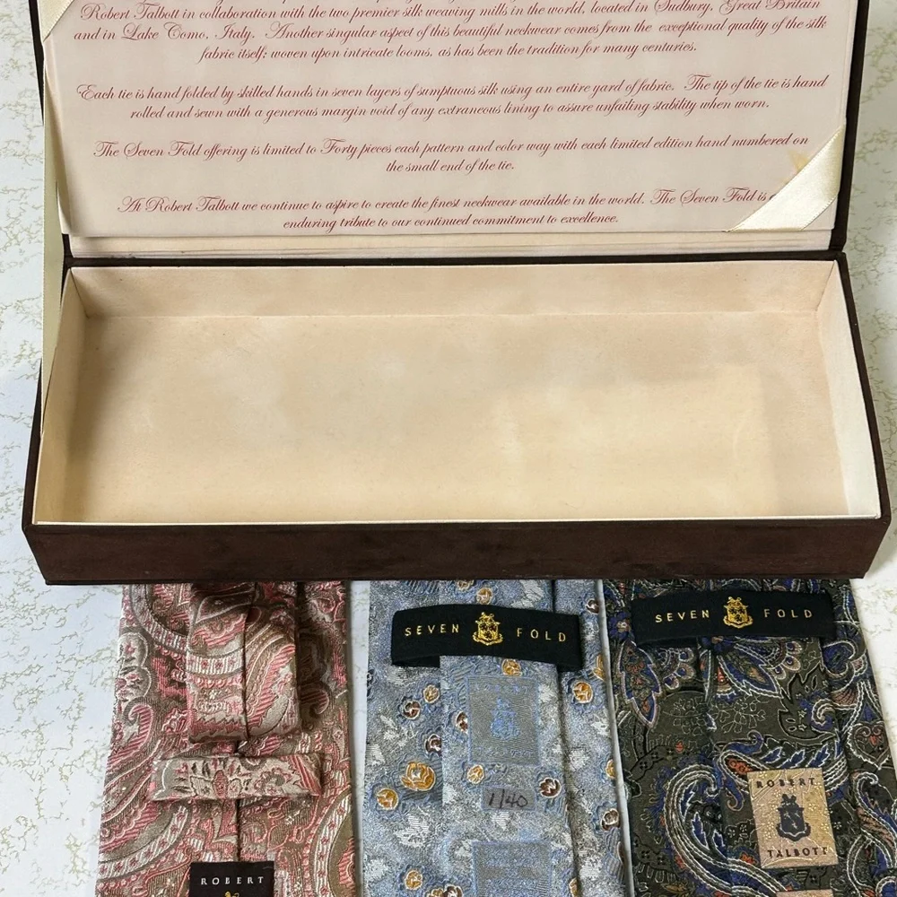 Robert Talbott Seven Fold Ties (2) and Best of Class (1) - Pink, Blue, Black - Picture 10 of 11